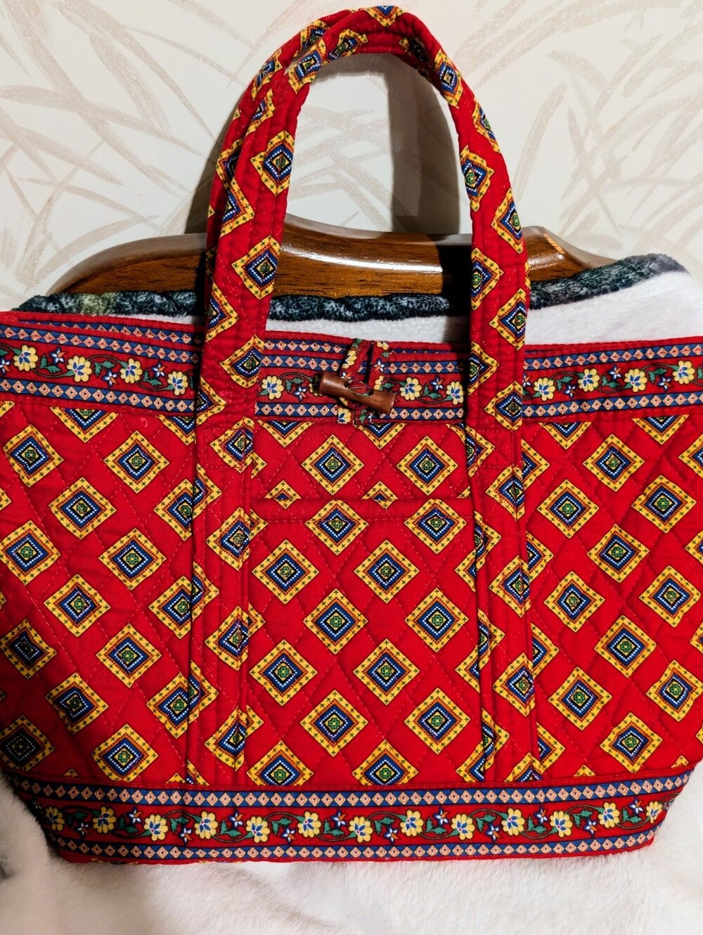 Vera Bradley Quilted Red,Blue And Yellow Tote Bag - Women Bags.
